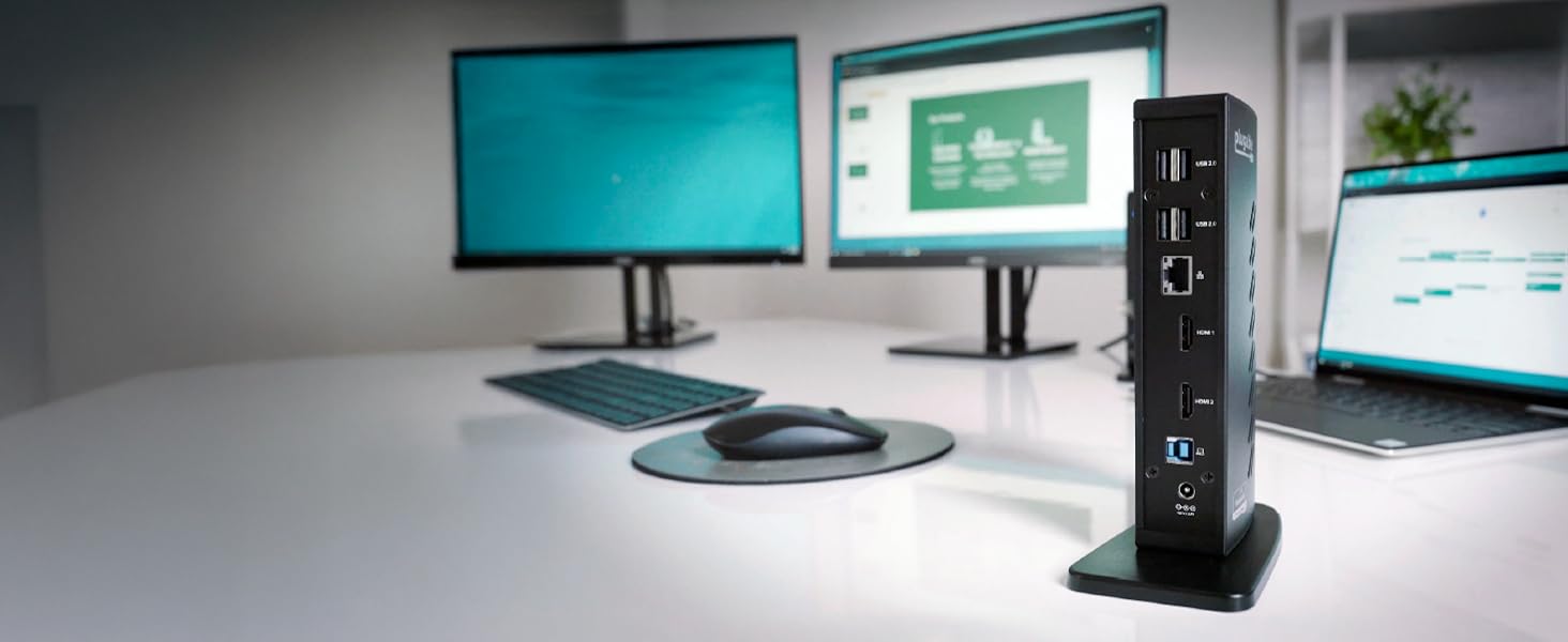 A laptop dock keeps your desk tidy while adding ports for displays, keyboards, and external drives