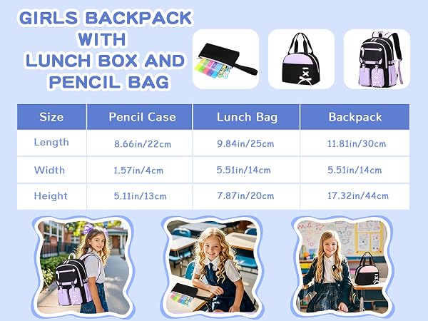 backpack with lunch box