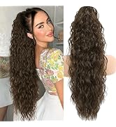 LEDIZE Ponytail Extension, Claw Clip on Pony tails Hair Extension for Women 28 Inch Long Wavy Cur...