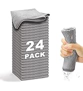 WEAWE Microfiber Cleaning Cloth Grey-24Pcs (13x13 inch) 2100 Series Ultra Soft Highly Absorbent R...