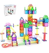PicassoTiles 70pc Marble Run Magnetic Tiles STEM Set for Kids Ages 3 and Older Magnet Tile Marble...