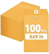SUNEE Envelops, 6"x9" Brown Kraft Envelopes with Clasp Closure, 28-lb Paper Mailing Envelopes, 10...