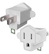 2 Pack ETL Listed 3 Prong to 2 Prong Adapter, JACKYLED Polarized Grounding Converter 3-Prong Adap...