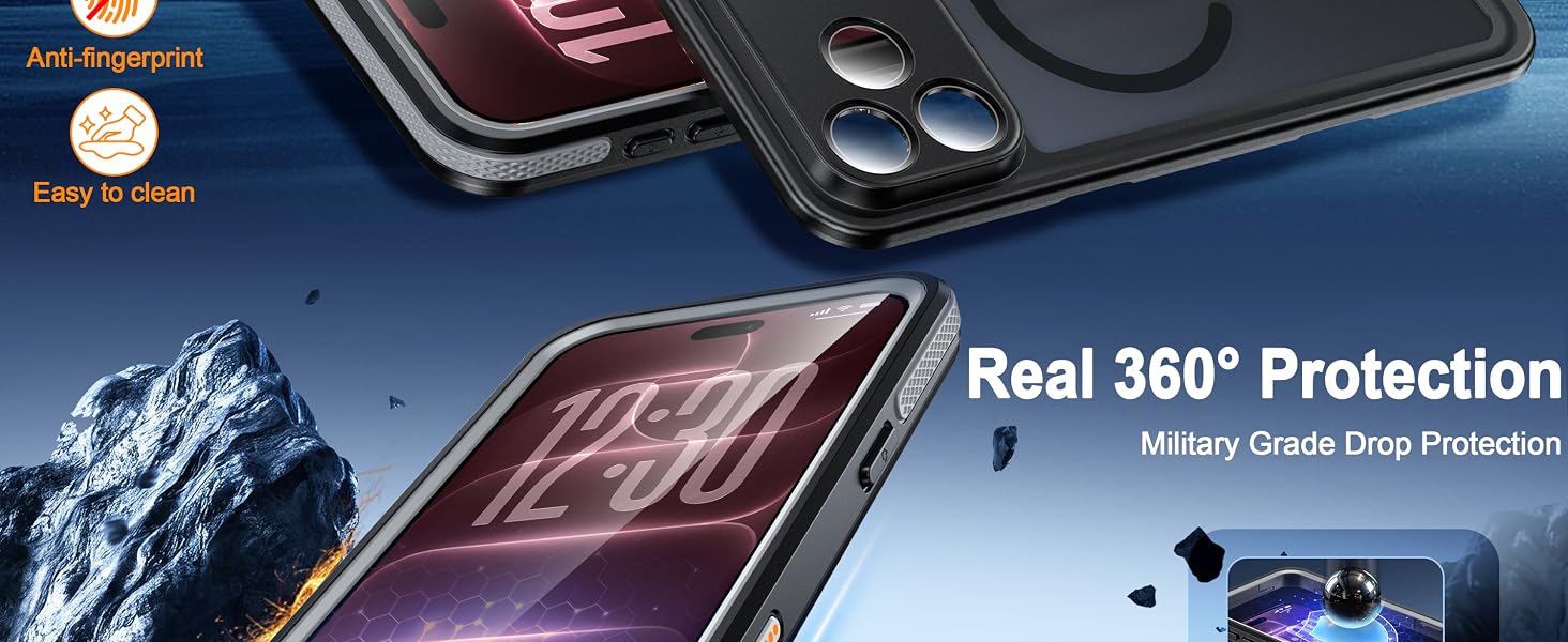 oterkin for iPhone 18 series magnetic IP68 waterproof translucent matte back 360 full body case