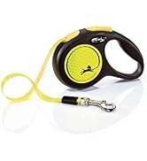 FLEXI New Neon Retractable Reflect Dog Leash (Tape), Ergonomic, Durable and Tangle Free Pet Walki...