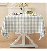 Laolitou Blue Checkered Tablecloth Rectangle Tables Buffalo Plaid Gingham Table Cloth Cotton Line...