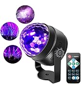 LUNSY Black Light 6W UV Disco Ball LED Party Light, Sound Activated with Remote Control, 1 Pack