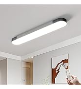 Qcyuui Dimmable LED Ceiling Light Modern Acrylic Linear LED Ceiling Lamp 39.4in Semi Flush Mount ...