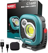 LED Rechargeable Magnetic Work Light SUNREI Mechanic Light Power Bank 180° Rotating,1500LM, 6 Mod...