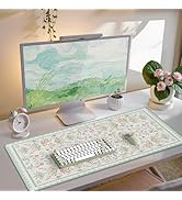 iCasso Desk Cover Mat Green,Extra Large Mouse Pad for Desktop,Anti-Slip Keyboard Pad with Stitche...