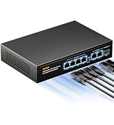 BLIYEE 6 Port Gigabit PoE Switch, 4 PoE+ Ports and 2 Ethernet Uplink with 1 1000M SFP Slot, High ...