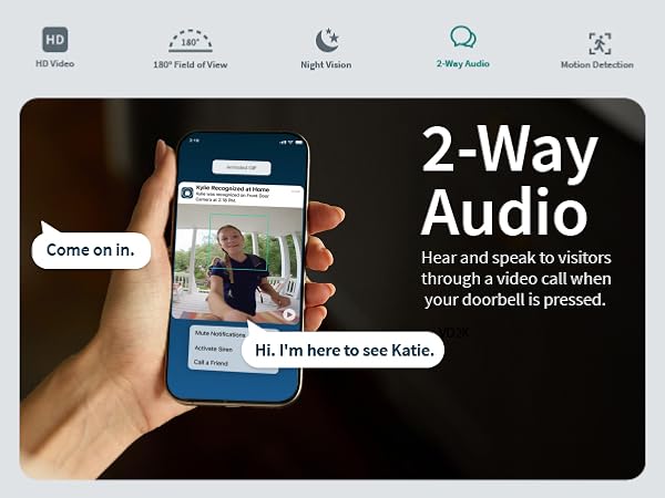 2 way audio hear and speak to visitor through your doorbell speaker
