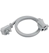 Clear Power 3ft 14/3 Gray Air Conditioner/Major Appliance Indoor Extension Cord, Grounded Flat Pl...