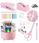 Office Supplies,Pink Desk Accessories,Office Supplies Set,Desk Organizer,Stapler,Tape Dispenser,S...