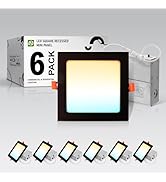 ASD 6 Pack LED Square Recessed Lighting 6 Inch, 5 CCT 2700K-5000K CRI90+, 15W 60W Eqv, Ultra Thin...