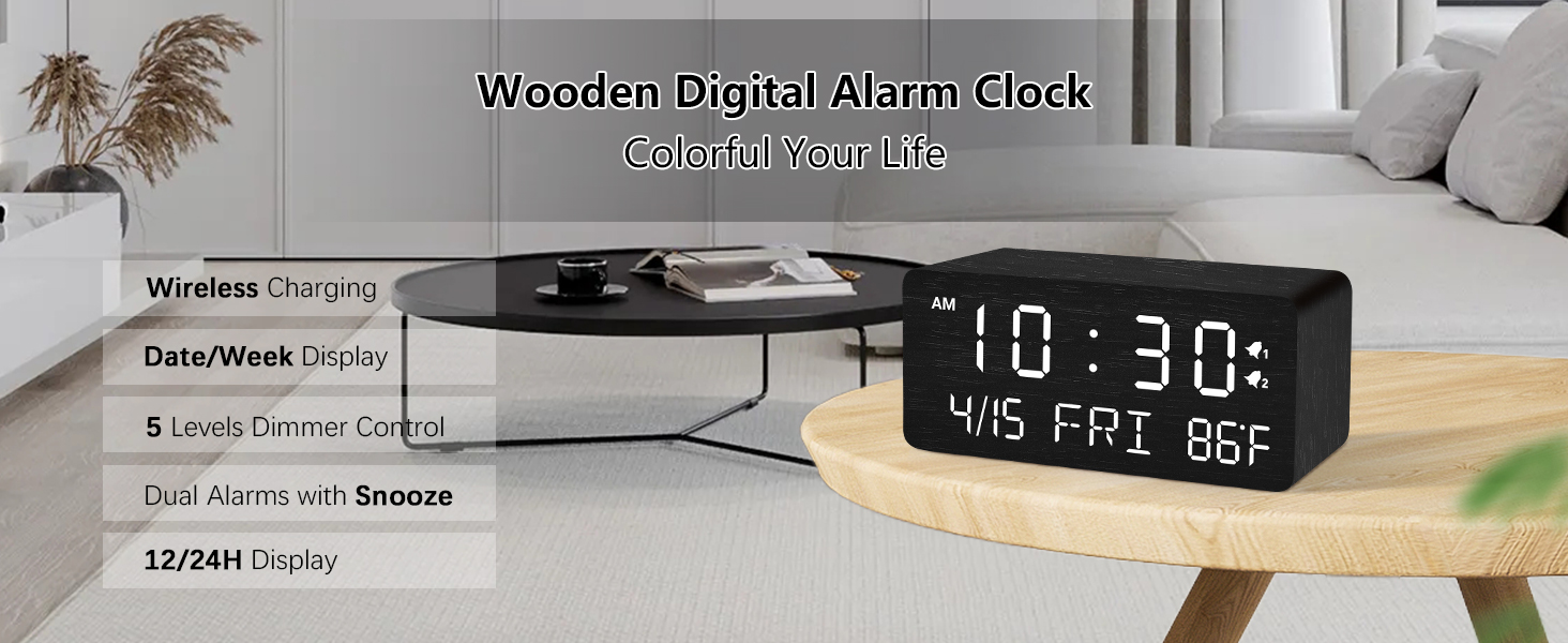 wooden digital clock