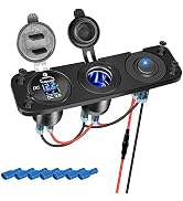 [2022] Cigarette Lighter Socket 12V Splitter with Rocker Toggle Switch, 45W PD Type C and 18W QC ...