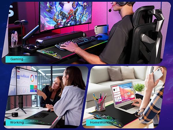 Gaming mouse pad RGB mousepad wireless charging