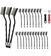 Jikvmis 20 Pcs Mini Wire Brush Stainless Steel Brush Set, Curved Handle Masonry Brush Wire Brush ...