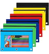 Officygnet Pencil Pouch for 3 Ring Binder, Bulk 6 Pack Bulk Zipper Pencil Case in Assorted Colors...