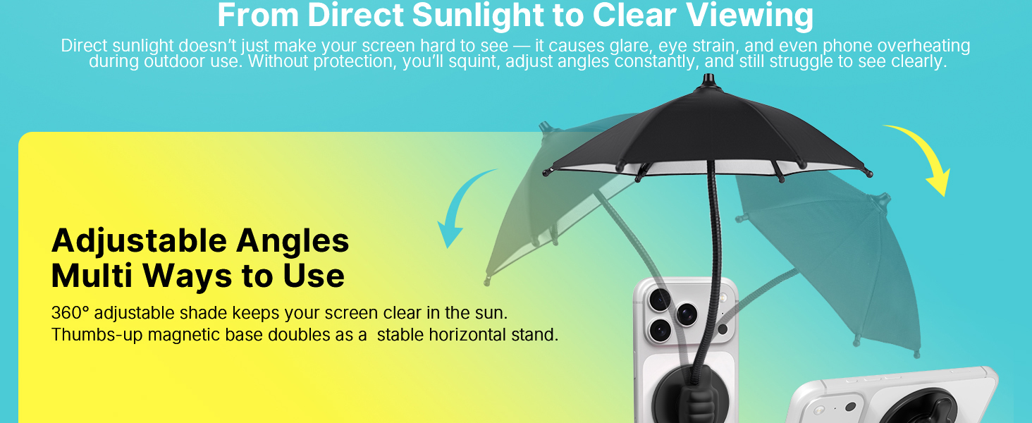 Magnetic Thumb Up Base Phone Umbrella for Sun iphone Gift for Women Men Girls Teen Adults Boy