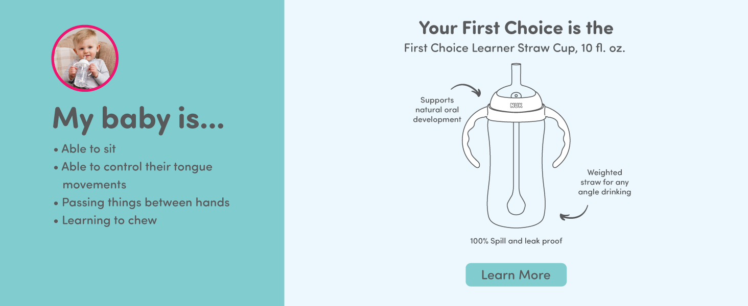 nuk first choice learner straw cup sippy spill leak proof leak proof toddler cup bpa free 9 months
