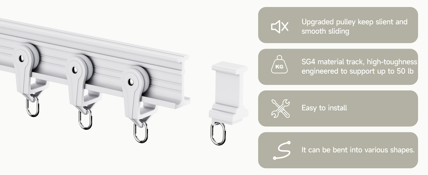 Room Divider Curtains Bendable Tracks Set,Privacy Dividers Window Blackout Curtains Living Room