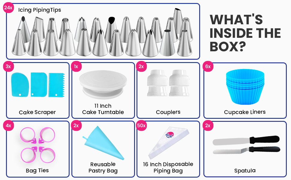 cake decorating supplies, baking set, baking supplies, cake decorating kit, cake decorating tools