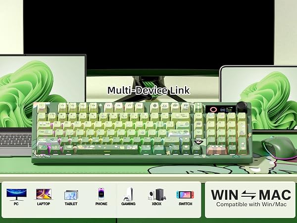 Frog Wireless Mechanical Creamy Keyboard,Gaming Keyboard with Number Pad,98% Keyboard