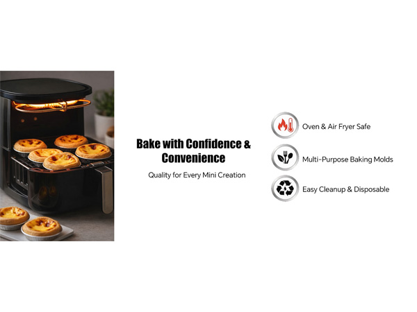 Air fryer safe mini tart tins oven safe aluminum baking cups easy cleanup disposable.