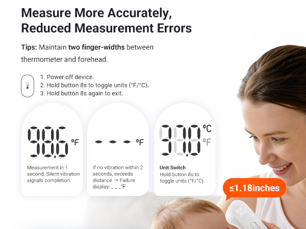 Measurement of temperature within 1.18inches to avoid mismeasurement
