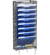 OUTWOLF 10 Tier Hanging Wall File Organizer Wall Mount Paper Document Folder Holder with Hooks fo...