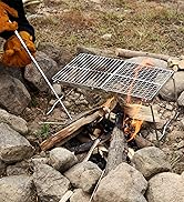 Folding Campfire Grill, Portable Camping Grill Grate, 304 Stainless Steel Camp Fire Cooking Racks