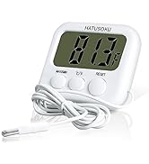 HATUSOKU Digital Thermometer with External Sensor, Magnet, Suction Cup, Water Thermometer, Aquari...