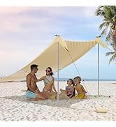 VILLEY Beach Tent Sun Shelter with UPF50+ Protection for 5 Person, 8x7FT Portable Sun Shade with ...