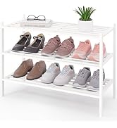 Smiry Bamboo Shoe Rack 3-Tier, Stackable Wooden Shoe Organizer for Entryway &amp; Closet, Free Standi...