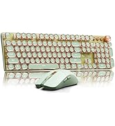 EWEADN Wired Typewriter keyboard and Mouse Combo, Typewriter Style Mechanical Gaming Keyboard,104...