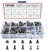 TWTADE 216Pcs Momentary Tactile Tact Switch 10 Values 4 Pins 6x6mm Micro Momentary Tact Push Butt...