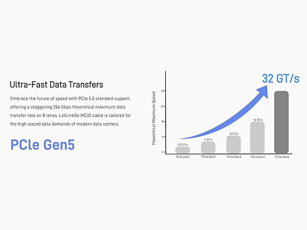 LetLinkSo Gen5 PCIe 5.0 MCIO 8i to MCIO x8 Extension Cable Straight Male SFF-TA-1016 74pin