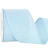RIBBOOO Natural Burlap Wired Ribbon, 2.5 Inch 10 Yards Light Blue Fabric Ribbon for Craft, Wreath...