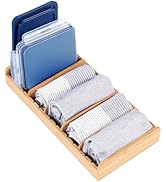 KitchenEdge Acacia Kitchen Towel and Storage Organizer, Perfect for Drawers, Cabinets, Pantry, 5 ...