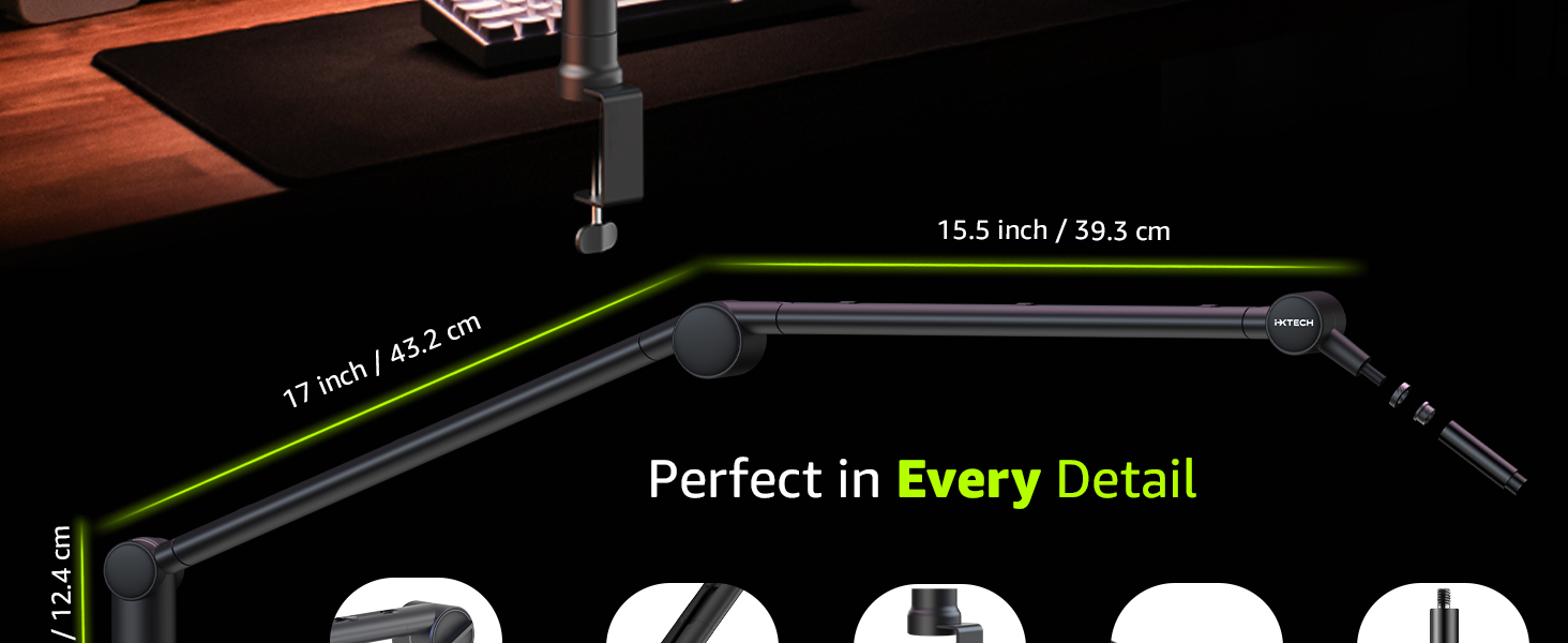 mic boom arm microphone stand mount desk mount desktop blue yeti elgato stands computer podcast