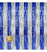 BEISHIDA 2Pcs Blue Silver Door Streamers Congrats Grade 2025 Decoration Backdrop Foil Fringe Tins...