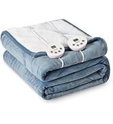Cozorbt Heat Blanket 84”x90” Queen Size-Dual Control,Soft Flannel &amp; Sherpa Electric Blanket with ...
