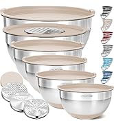Priority Chef 6Pc Large Mixing Bowls With Lids Set with Non-Slip Bases, Stainless Steel Mixing Bo...