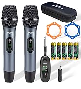 AFUOO Wireless Microphone Set for Singing, Speech, Speaker, Karaoke, 2.4GHz Dual-Mic Receiver, 200ft