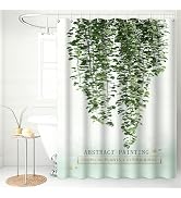 Baires Bath Shower Curtain Green Plants Watercolor for Bathroom, Modern Simplicity Waterproof Fab...