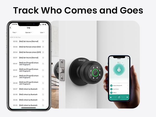 ghome smart door knob for family secure lock fingerprint