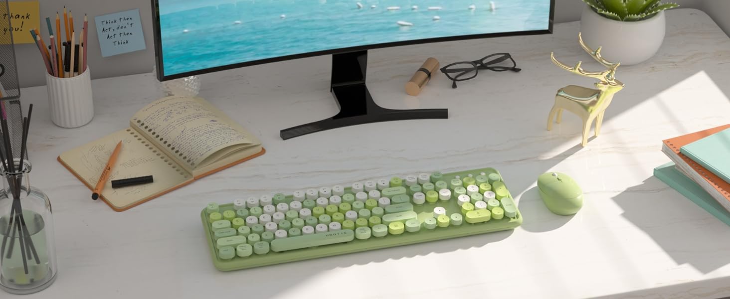 green colorful keyboard and mouse