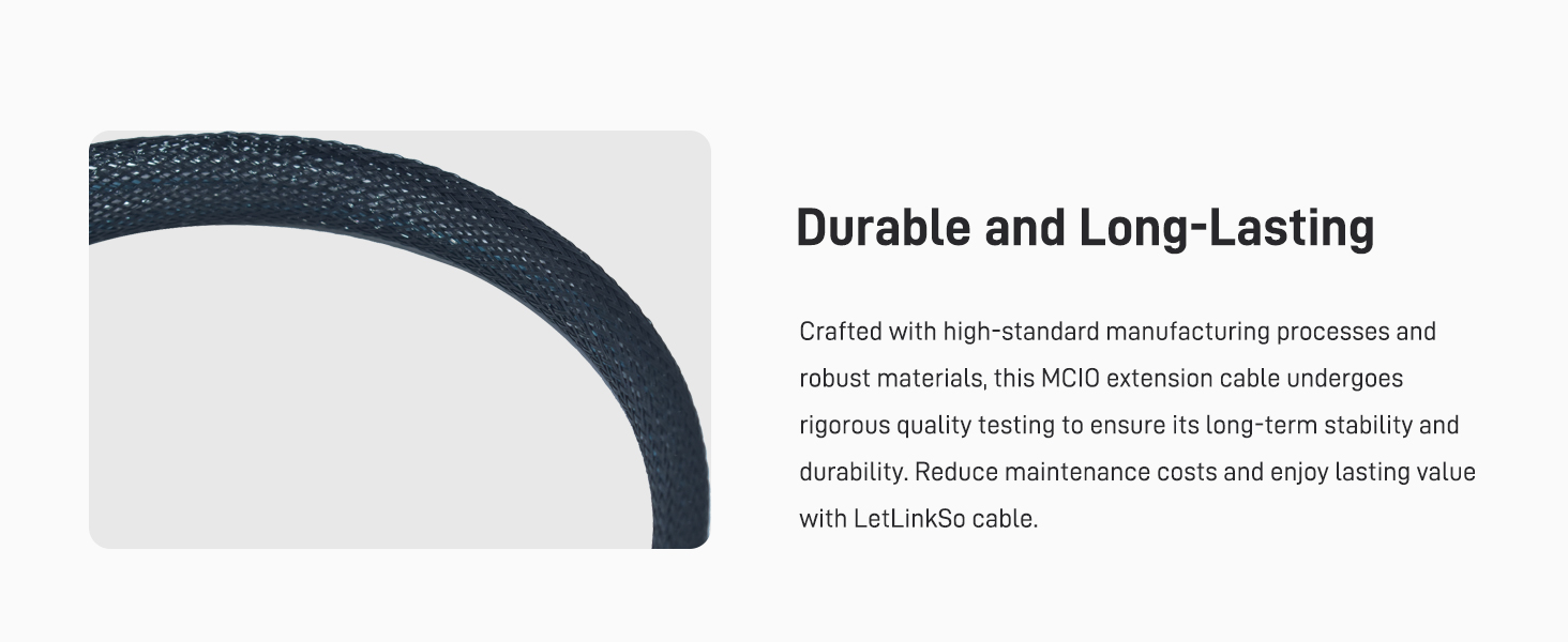 LetLinkSo Gen5 PCIe 5.0 MCIO 8i to MCIO x8 Extension Cable Straight Male SFF-TA-1016 74pin